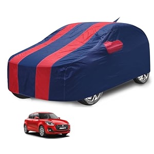 car cover compatible with maruti swift model  2018-till date with antenna amp mirror pocket water resistant triple stitched swift car cover- navy-red