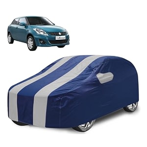 car cover compatible with maruti swift dzire model  2008-2016 with mirror pocket water resistant triple stitched dzire car cover- navy silver