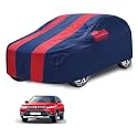 Car Cover Compatible with Maruti Vitara Brezza (Model : 2015-2021) with Mirror Pocket, Water Resistant, Triple Stitched, Brezza Car Cover- Navy-Red