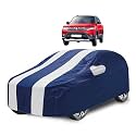 Car Cover Compatible with Maruti Vitara Brezza (Model : 2015-2021) with Mirror Pocket, Water Resistant, Triple Stitched, Brezza Car Cover- Navy-White