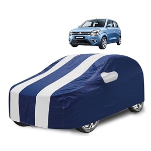 car cover compatible with maruti wagonr model  2019-till date with mirror pocket water resistant triple stitched wagonr car cover- navy-white