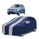 Car Cover Compatible with Maruti Wagonr (Model : 2019-Till Date) with Mirror Pocket, Water Resistant, Triple Stitched, Wagonr Car Cover- Navy Silver