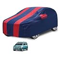Car Cover Compatible with Maruti Wagonr (Model : 2000-2018) with Mirror Pocket, Water Resistant, Triple Stitched, Wagonr Car Cover- Navy-Red