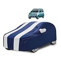Car Cover Compatible with Maruti Wagonr (Model : 2000-2018) with Mirror Pocket, Water Resistant, Triple Stitched, Wagonr Car Cover- Navy-White