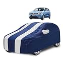 Car Cover Compatible with Maruti Wagonr (Model : 2019-Till Date) with Mirror Pocket, Water Resistant, Triple Stitched, Wagonr Car Cover- Navy-White