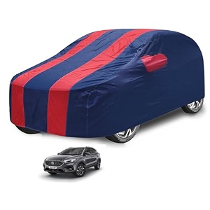 car cover compatible with mg astor with mirror pocket water resistant triple stitched astor car cover- navy-red