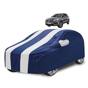 car cover compatible with mg astor with mirror pocket water resistant triple stitched astor car cover- navy-white