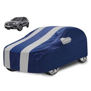 car cover compatible with mg astor with mirror pocket water resistant triple stitched astor car cover- navy silver