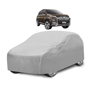 car cover compatible with mg hector with mirror pocket water resistant triple stitched hector car cover- plain silver