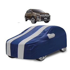 car cover compatible with mg hector with mirror pocket water resistant triple stitched hector car cover- navy silver