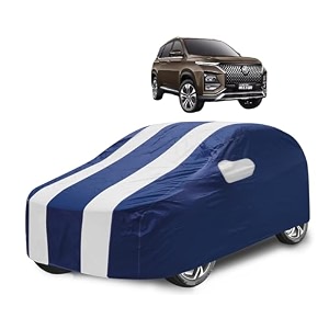 car cover compatible with mg hector with mirror pocket water resistant triple stitched hector car cover- navy-white