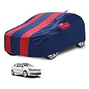 Car Cover Compatible with Polo with Antenna &amp; Mirror Pocket, Water Resistant, Triple Stitched, Polo Car Cover- Navy-Red