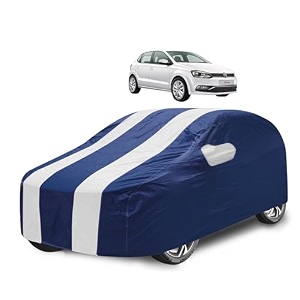 car cover compatible with polo with mirror pocket water resistant triple stitched polo car cover- navy-white