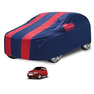 car cover compatible with santroo xing model  2019-till date with mirror pocket water resistant triple stitched santroo car cover- navy-red