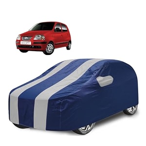 car cover compatible with santroo xing model  2019-till date with mirror pocket water resistant triple stitched santroo car cover- navy silver