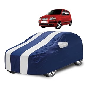 car cover compatible with santroo xing model  2019-till date with mirror pocket water resistant triple stitched santroo car cover- navy-white
