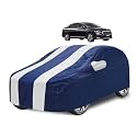 Car Cover Compatible with Skoda Slavia with Mirror Pocket, Water Resistant, Triple Stitched, Slavia Car Cover- Navy-White