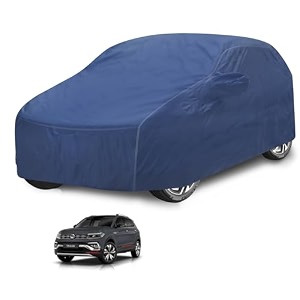 car cover compatible with taigun with mirror pocket water resistant triple stitched taigun car cover- plain navy