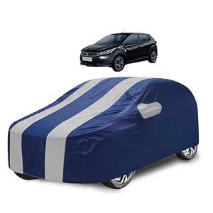 car cover compatible with tata altroz with mirror pocket water resistant triple stitched altroz car cover- navy silver