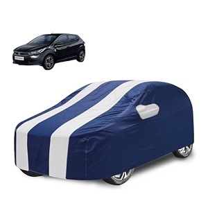 car cover compatible with tata altroz with mirror pocket water resistant triple stitched altroz car cover- navy-white