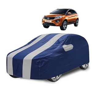 car cover compatible with tata nexon with mirror pocket water resistant triple stitched nexon car cover- navy silver
