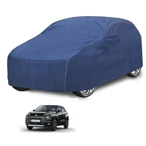 car cover compatible with tata punch with mirror pocket water resistant triple stitched punch car cover- plain navy