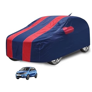 car cover compatible with tata tiago with antenna amp mirror pocket water resistant triple stitched tiago car cover- navy-red