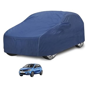 car cover compatible with tata tiago with mirror pocket water resistant triple stitched tiago car cover- plain navy
