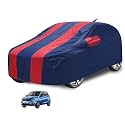 Car Cover Compatible with Tata Tiago with Antenna &amp; Mirror Pocket, Water Resistant, Triple Stitched, Tiago Car Cover- Navy-Red