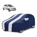 Car Cover Compatible with Tata Tiago with Mirror Pocket, Water Resistant, Triple Stitched, Tiago Car Cover- Navy-White