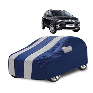car cover compatible with triber with mirror pocket water resistant triple stitched triber car cover- navy silver