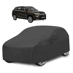car cover compatible with urban cruiser hyryder with mirror pocket water resistant triple stitched hyryder car cover- grey