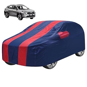 car cover compatible with urban cruiser taisor with mirror pocket water resistant triple stitched taisor car cover- navy-red