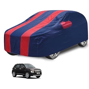 car cover compatible with venue with mirror pocket water resistant triple stitched venue car cover- navy-red