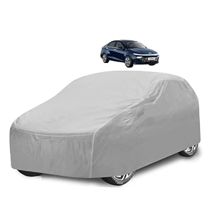 car cover compatible with verna model  2023-to till date with mirror pocket water resistant triple stitched verna car cover- plain silver