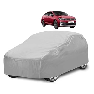 car cover compatible with virtus with mirror pocket water resistant triple stitched virtus car cover- plain silver