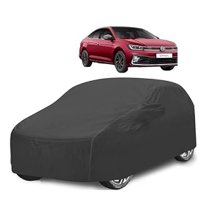 car cover compatible with virtus with mirror pocket water resistant triple stitched virtus car cover- grey