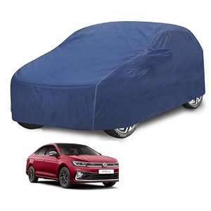 car cover compatible with virtus with mirror pocket water resistant triple stitched virtus car cover- plain navy