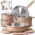 CAROTE 21pcs Tri-Ply Stainless Steel Cookware Set