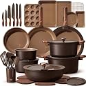 CAROTE 49pcs Ceramic Cookware Set Pots and