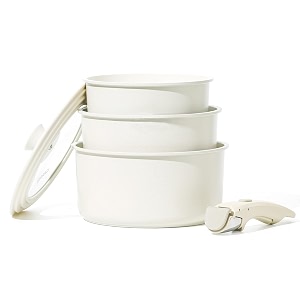 carote nonstick saucepan with lid non stick sauce pot with detachable handle milk pan for induction gas and electric hobs small cooking pot with pour spout oven safe white granite18amp20amp22cm
