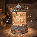 Carousel Circus Snow Globe Music Box with Light, Rotating Horses, 10 Melodies, Glitter Swirl and 6 Hours Timer, Musical Water Globe Gift for Mom, Girls, Women, Birthday and Home Decor