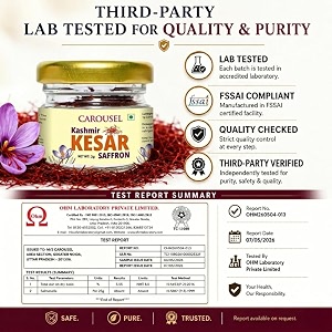 carousel kashmiri kesar saffron original - 6 gram pack of 2 pure kashmiri mongra kesar  organic saffron for cooking milk amp pooja  kashmiri kesar grade a 6 gm - 2pc