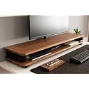 Store Wooden Monitor Stand with Storage Organizer for Desk with Wire Hole, Tables, Office, Home, Studio, Study Table | Monitor Stand Riser (Black Legs, 120Cm Long)