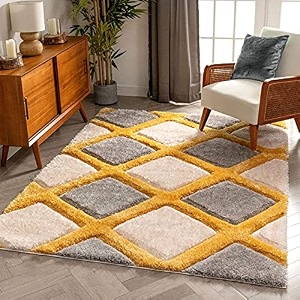 modern soft shaggy rugs fluffy home decorative for living room 2-inch thick carpet square size 7x7 feet