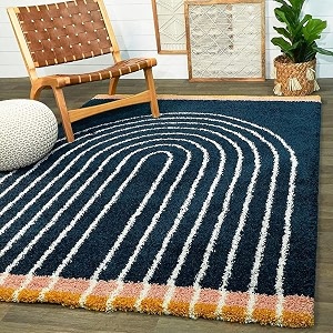 super soft modern handwoven multi shag collection anti skid carpet size 12 x 12 feet square colour whiteblack