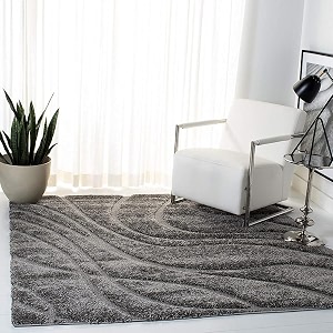 super soft modern handwoven multi shag collection anti skid carpet size 12 x 12 feet square colour grey