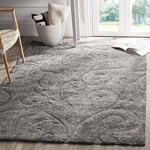 super soft modern handwoven multi shag collection anti skid carpet size 8 x 10 feet colour grey