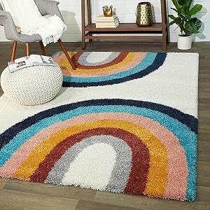 super soft modern handwoven multi shag collection anti skid carpet size 9 x 12 feet colour whitemulti