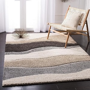 super soft modern handwoven multi shag collection anti skid carpet size 5 x 8 feet colour beige multi